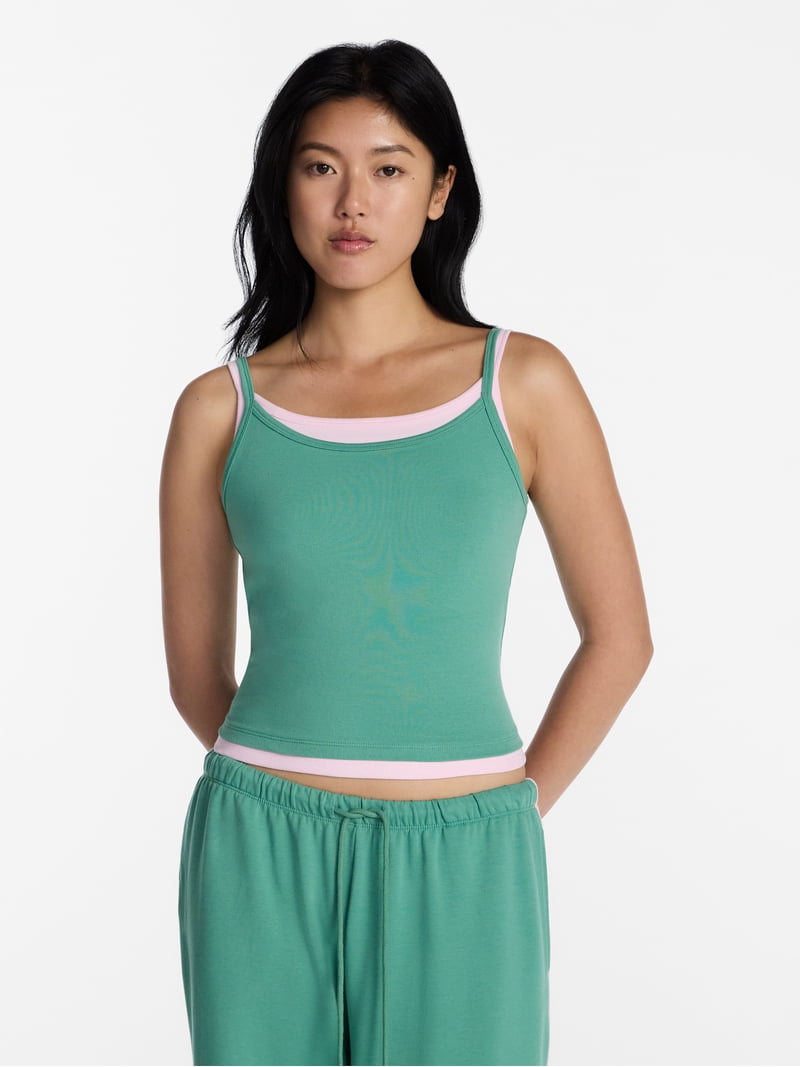 No Boundaries Sleepwear Double Cami, Women's and Women's Plus XXS