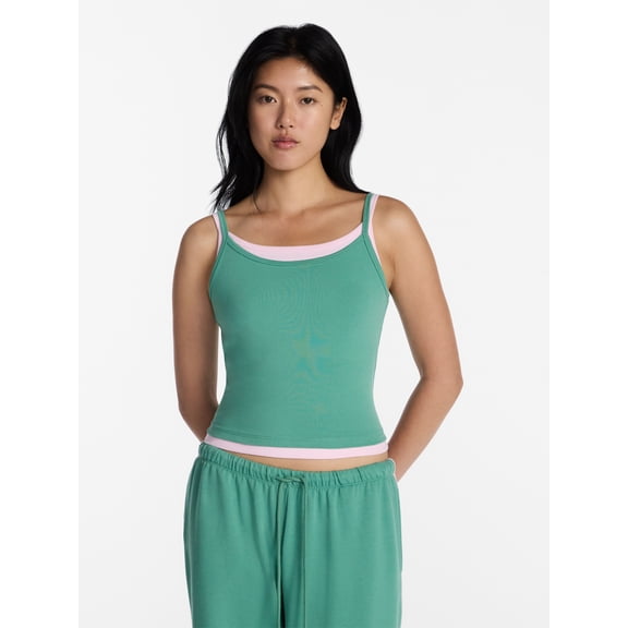 No Boundaries Sleepwear Double Cami, Women’s and Women’s Plus XXS-3X