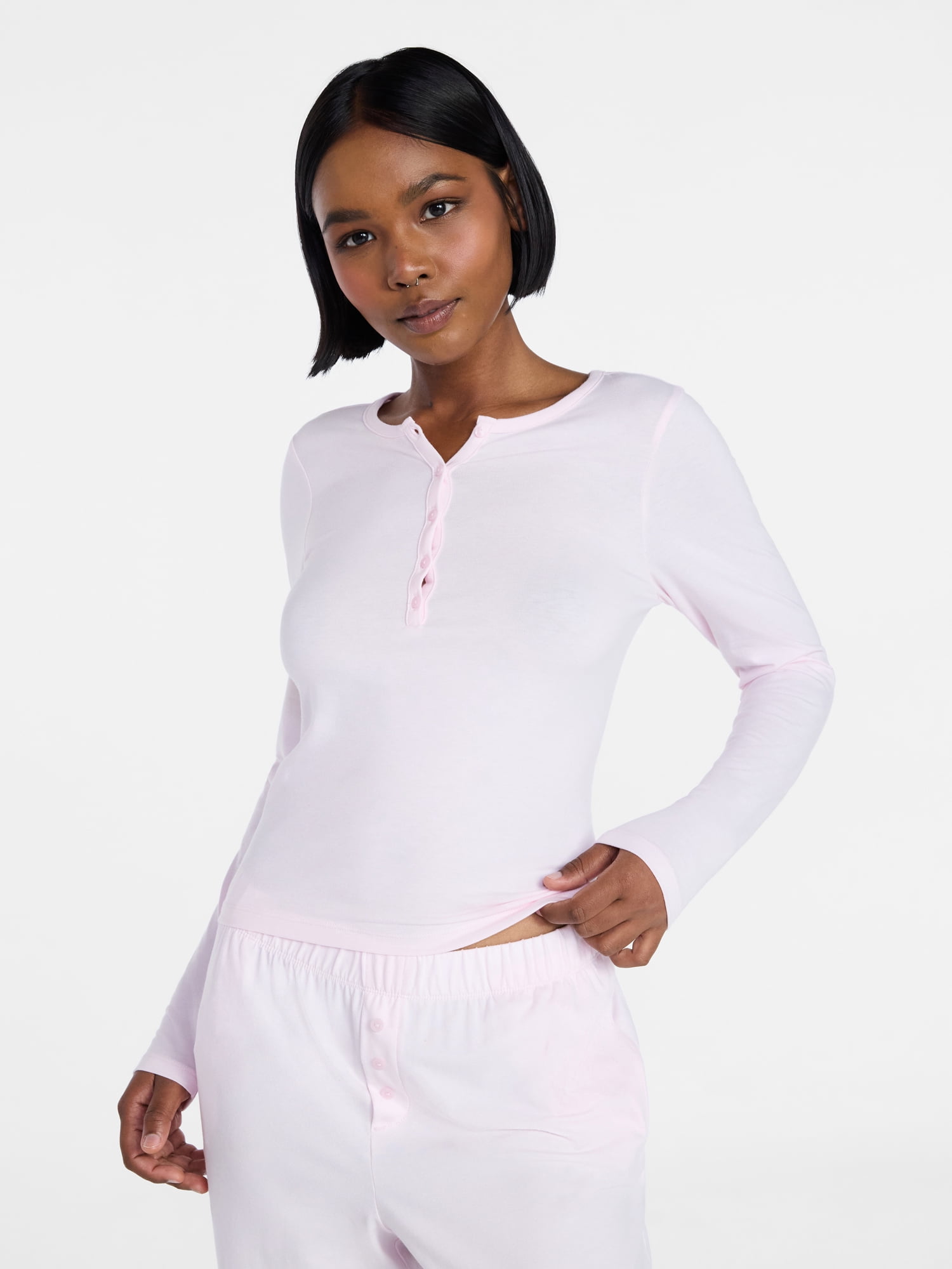 No Boundaries Cloud Core Sleepwear Henley Shirt, Women's XS-XXL