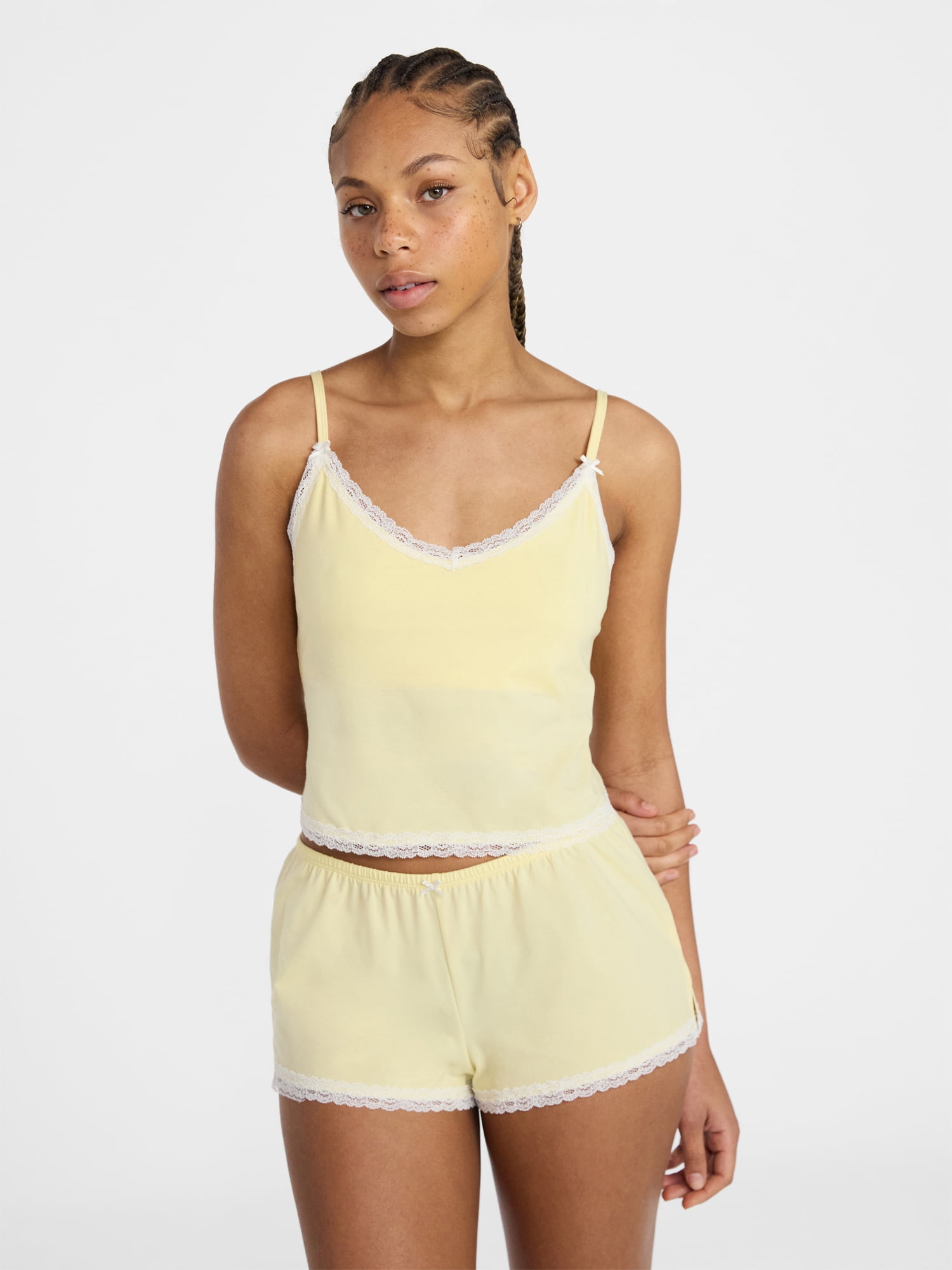 No Boundaries Lace Cami and Shorts Sleep Set, 2-Piece, Women's XXS-3X