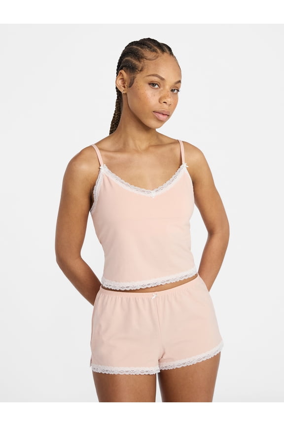 Lace Cami and Shorts Sleep Set, 2-Piece, Women's XXS-3X