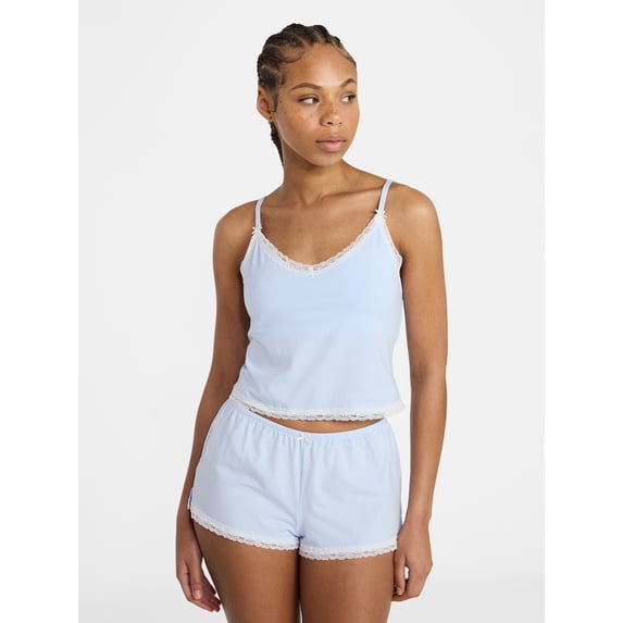No Boundaries Lace Cami and Shorts Sleep Set, 2-Piece, Women's XXS-3X