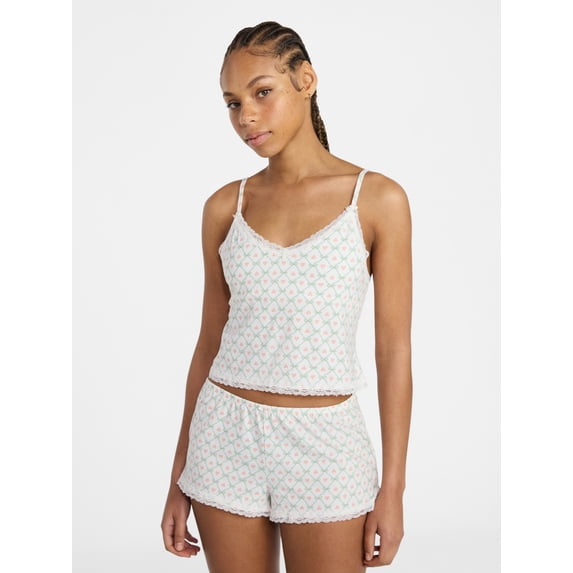 No Boundaries Lace Cami and Shorts Sleep Set, 2-Piece, Women's XXS-3X