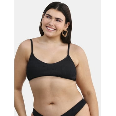 No Boundaries Women's Smocked Bralette Swim Top, Sizes XXS - XXL