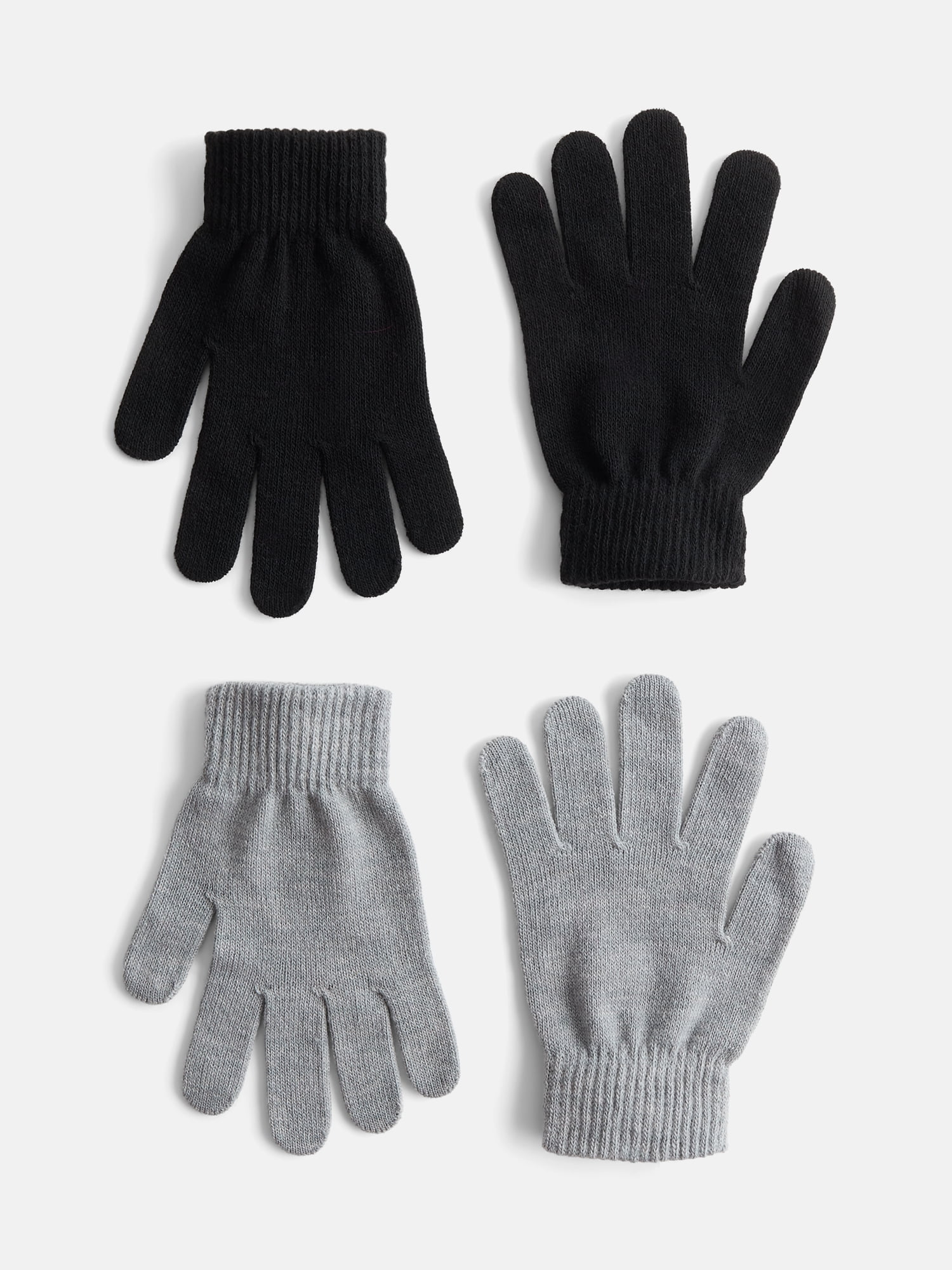 No Boundaries Women's Ribbed Knit Solid Gloves, 2 Pack