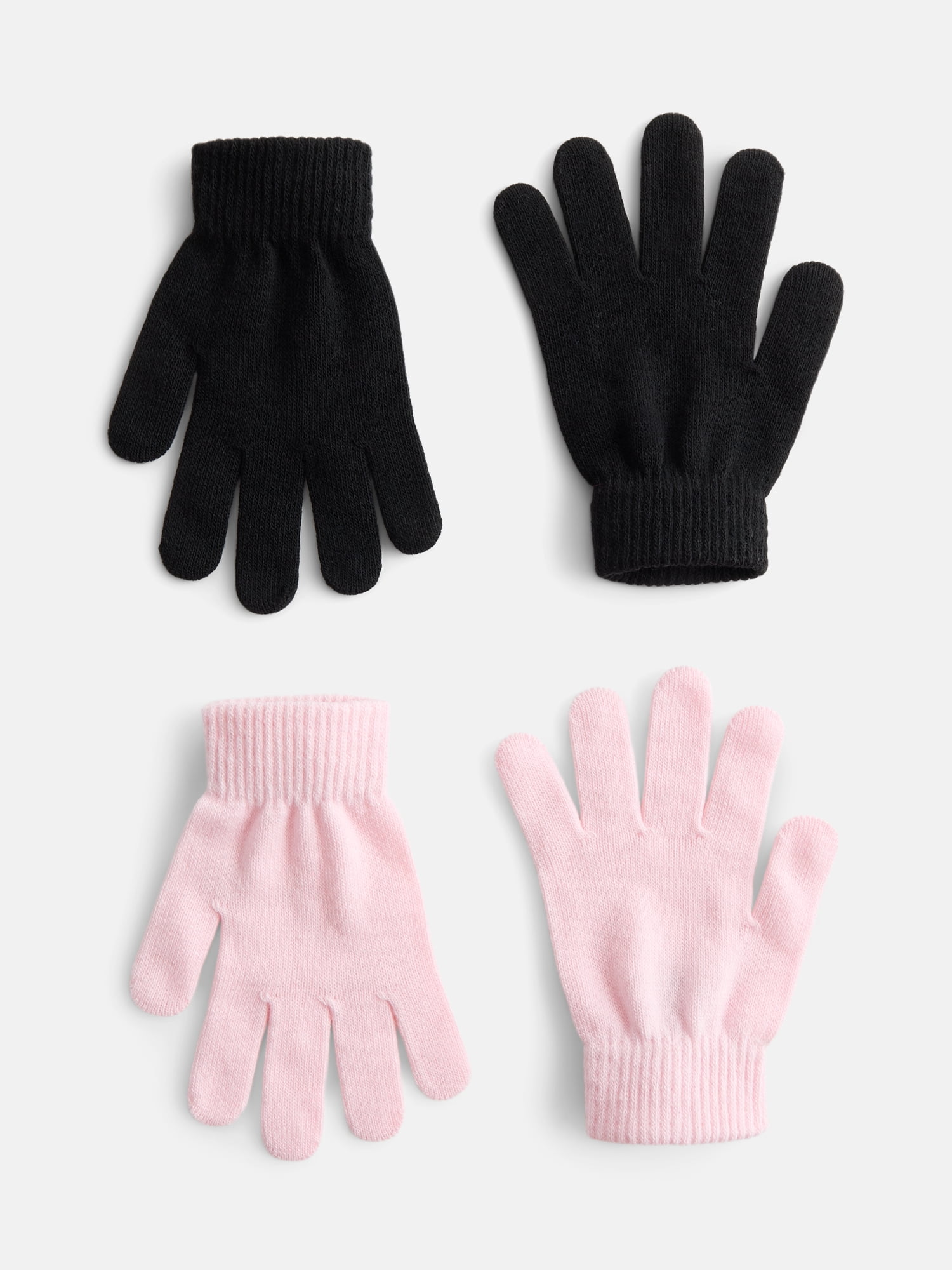 No Boundaries Women's Ribbed Knit Solid Gloves, 2 Pack