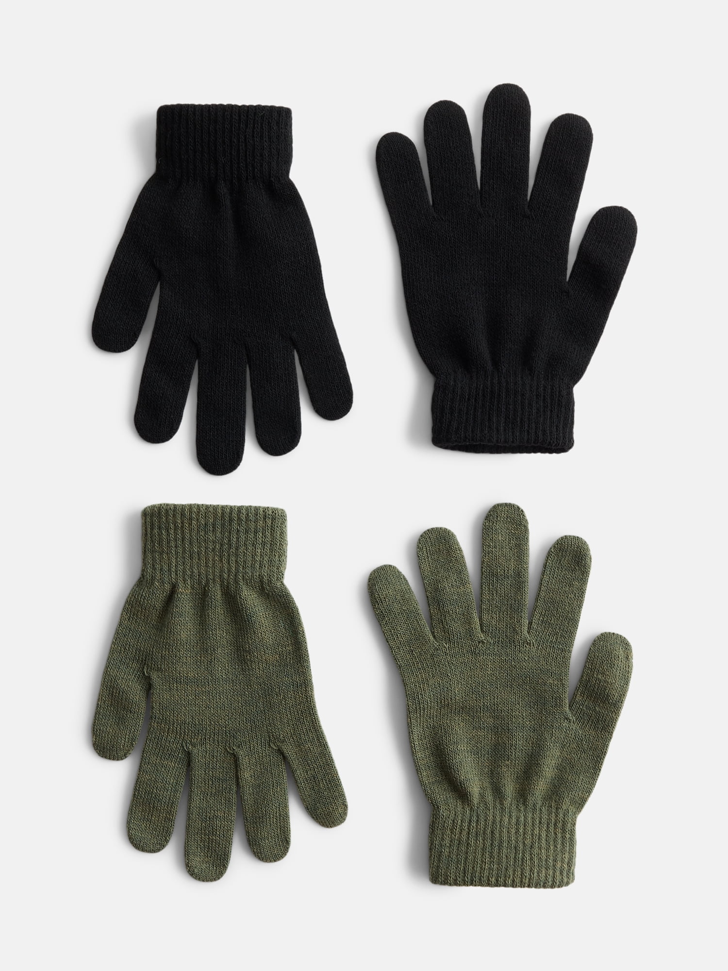 No Boundaries Women's Ribbed Knit Solid Gloves, 2 Pack