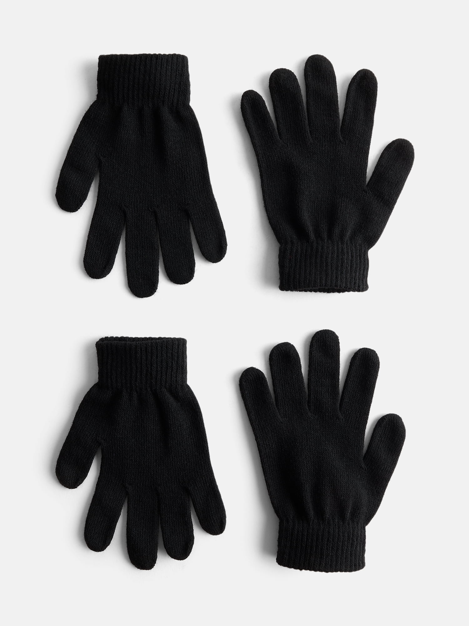 No Boundaries Women's Ribbed Knit Solid Gloves, 2 Pack