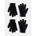 thumbnail image 1 of No Boundaries Women's Ribbed Knit Solid Gloves, 2 Pack, 1 of 4