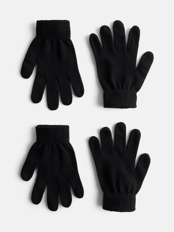 Women's Ribbed Knit Solid Gloves, 2 Pack