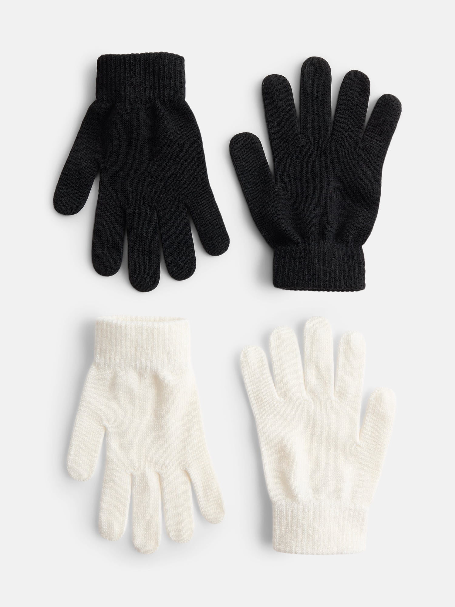 No Boundaries Women's Ribbed Knit Solid Gloves, 2 Pack