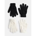 thumbnail image 1 of No Boundaries Women's Ribbed Knit Solid Gloves, 2 Pack, 1 of 4