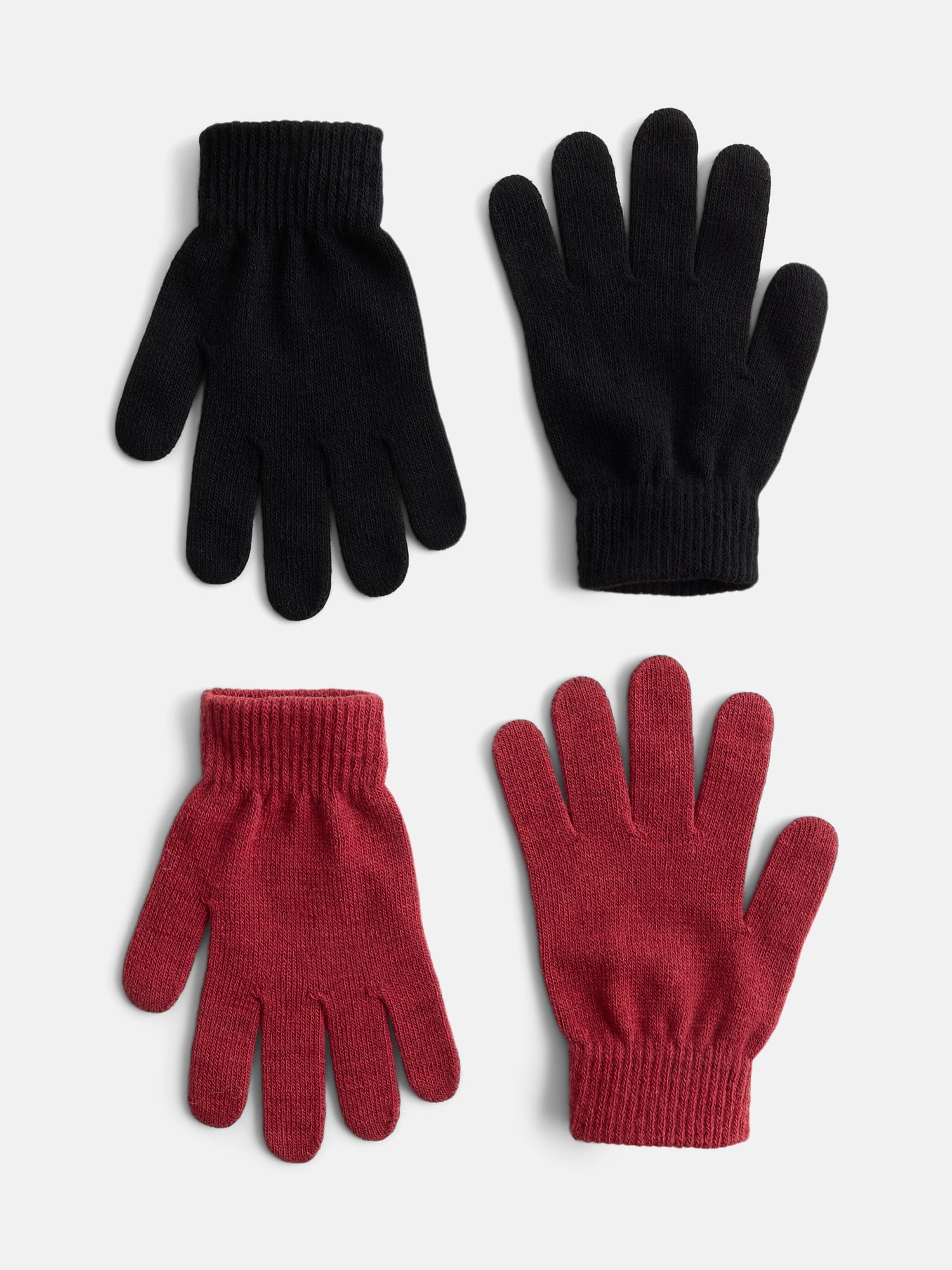 No Boundaries Women's Ribbed Knit Solid Gloves, 2 Pack
