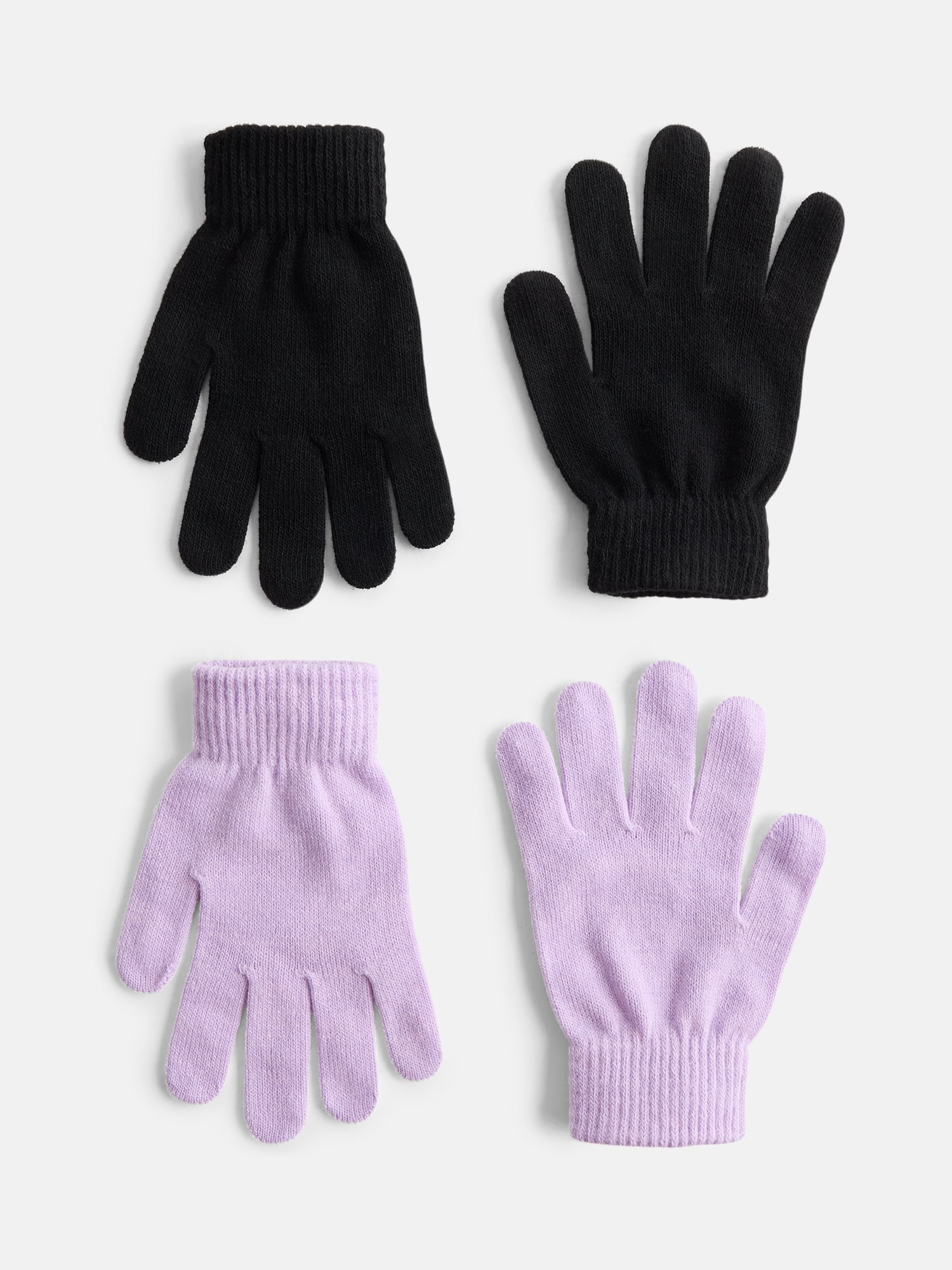 No Boundaries Women's Ribbed Knit Solid Gloves, 2 Pack