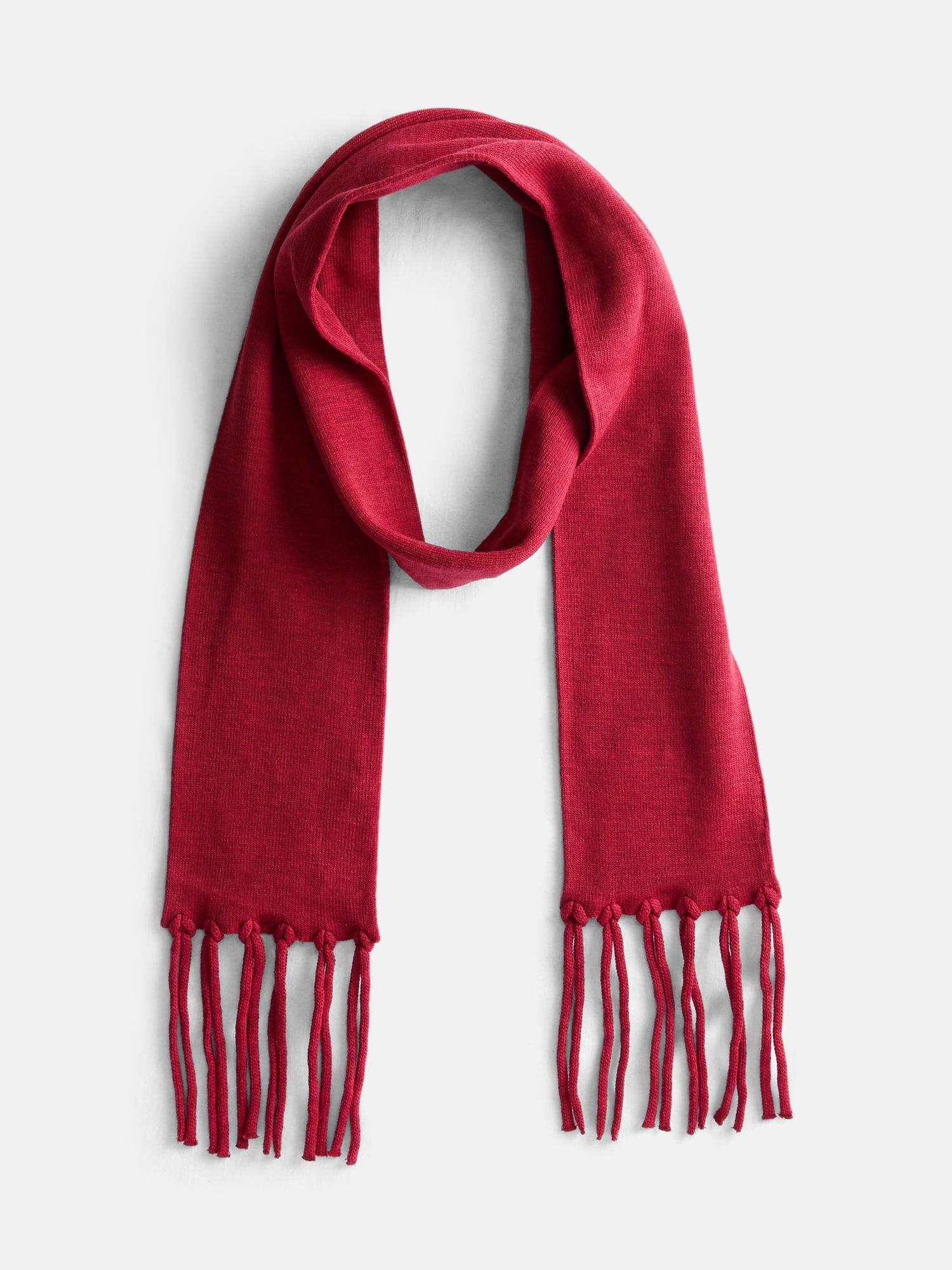No Boundaries Women's Solid Scarf with Fringe, Red Candy