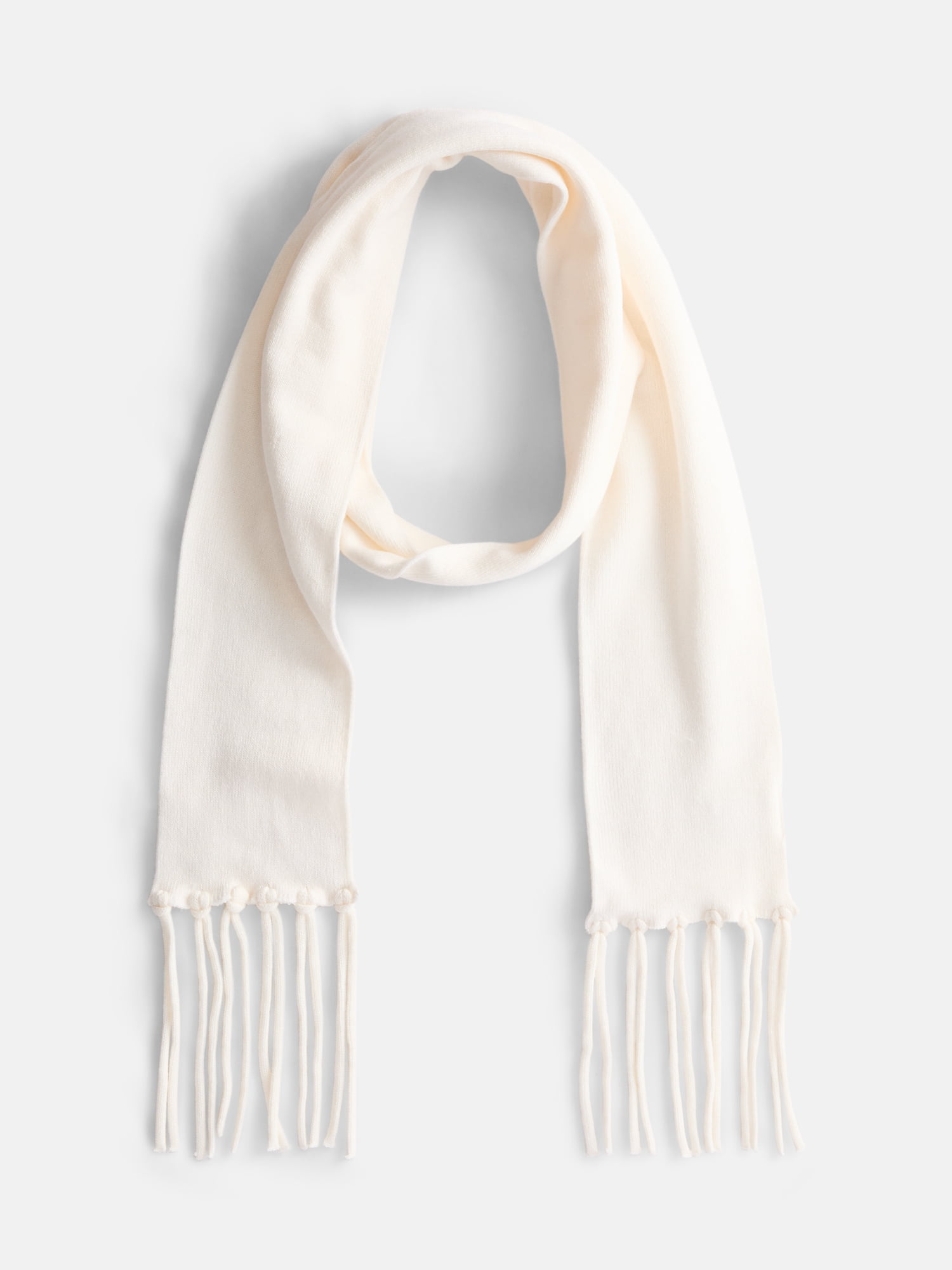 No Boundaries Women's Solid Scarf with Fringe, Winter White