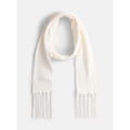 thumbnail image 1 of No Boundaries Women's Solid Scarf with Fringe, Winter White, 1 of 4