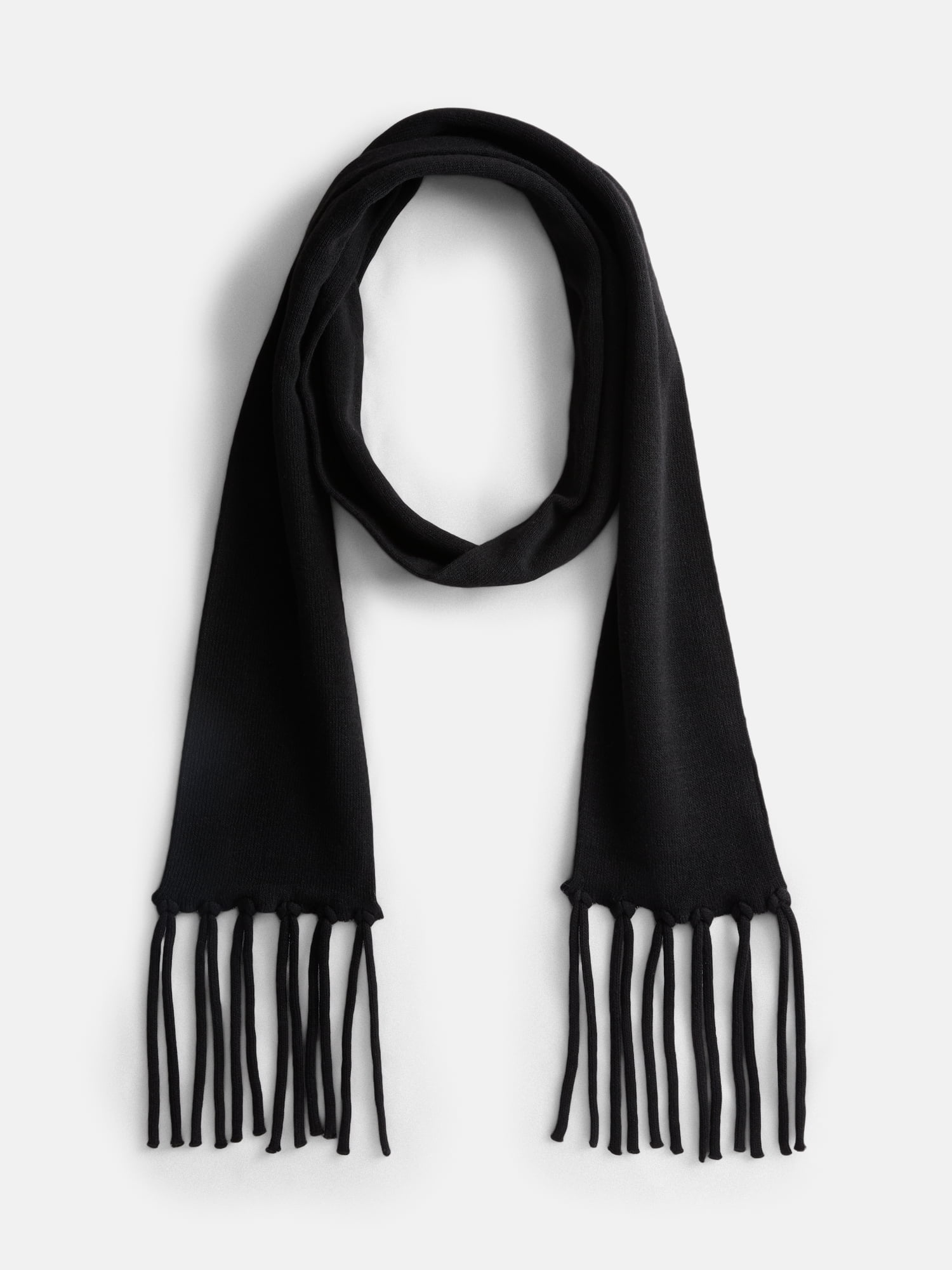 No Boundaries Women's Solid Scarf with Fringe, Black Soot