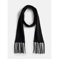 thumbnail image 1 of No Boundaries Women's Solid Scarf with Fringe, Black Soot, 1 of 4
