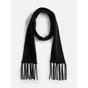 No Boundaries Womens Solid Scarf with Fringe, Black Soot