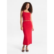 No Boundaries Square Neck Halter Top and Midi Skirt Set, 2-Piece, Women's