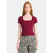 NO BOUNDARIES Square Neck Tee with Satin Bow, Women's