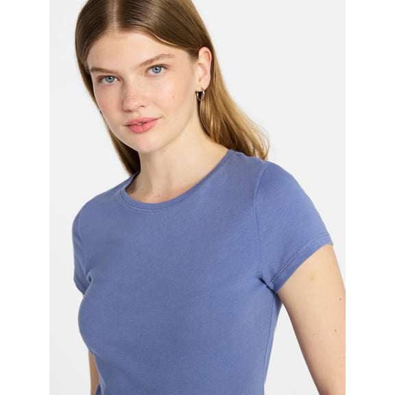 No Boundaries Crew Neck Tee with Short Sleeves, 1 or 3-Pack, Women’s Sizes XXS-XXL
