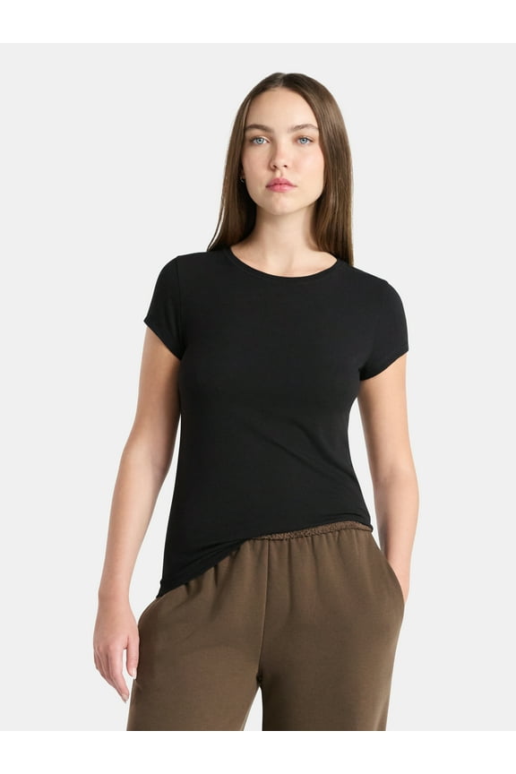 Crew Neck Tee with Short Sleeves, 1 or 3-Pack, Women’s