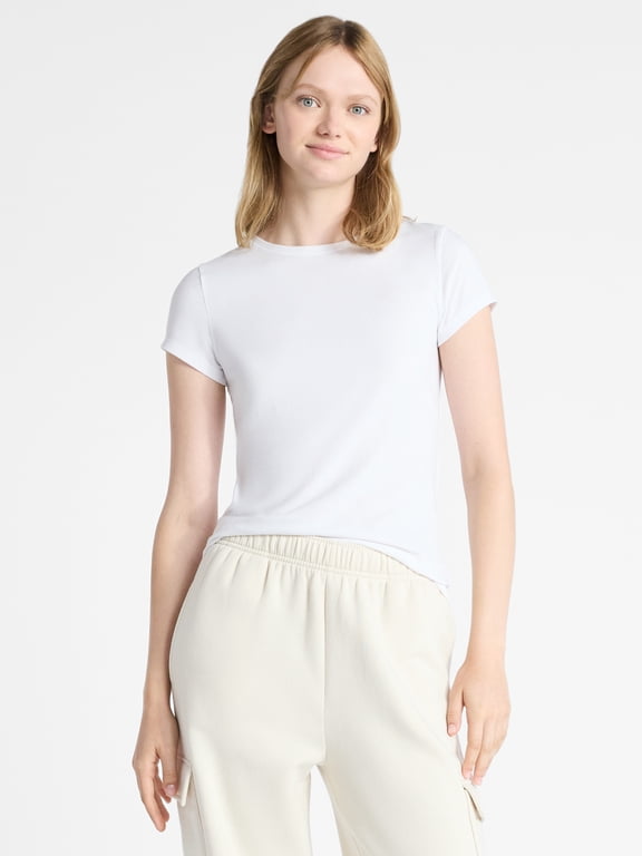 Crew Neck Tee with Short Sleeves, 1 or 3-Pack, Women’s, Sizes XXS-XXL