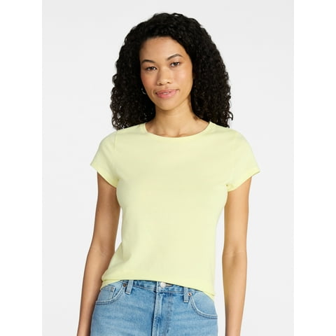 Crew Neck Tee with Short Sleeves, 1 or 3-Pack, Women’s Sizes XXS-XXL