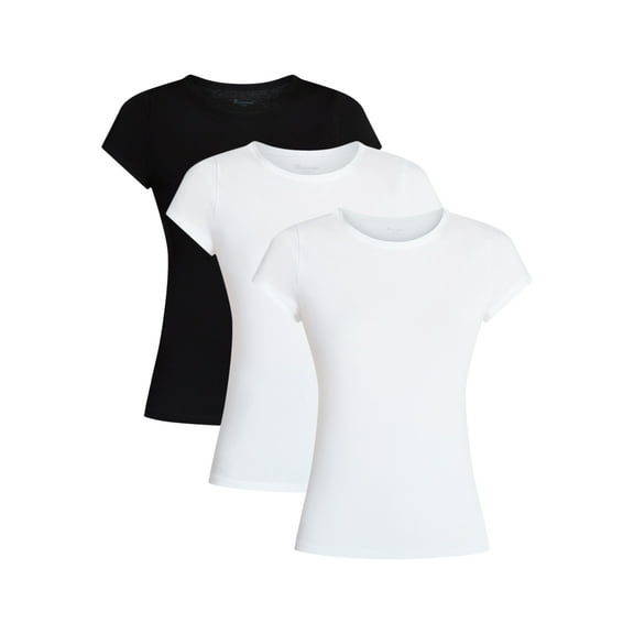 No Boundaries Scoop Neck Tee with Short Sleeves, 3-Pack, Women’s XXS-XXL