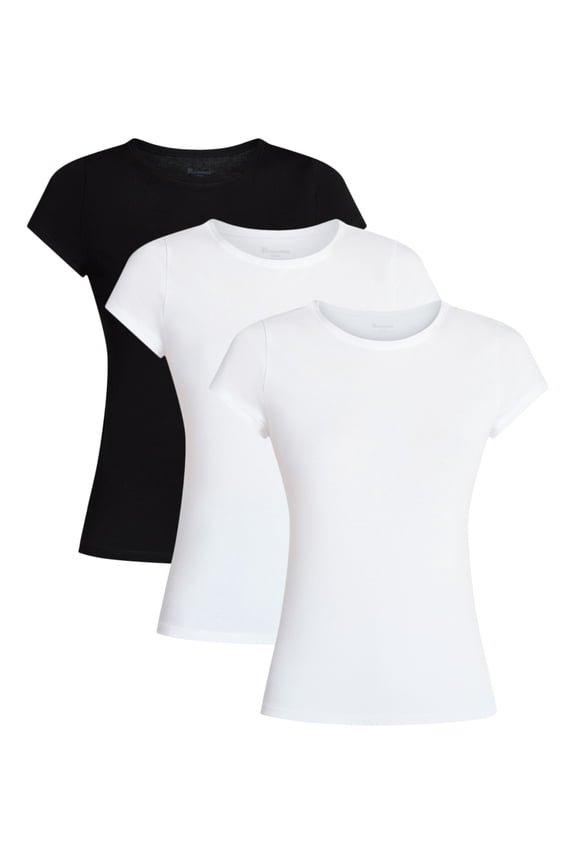 Scoop Neck Tee with Short Sleeves, 3-Pack, Women’s XXS-XXL