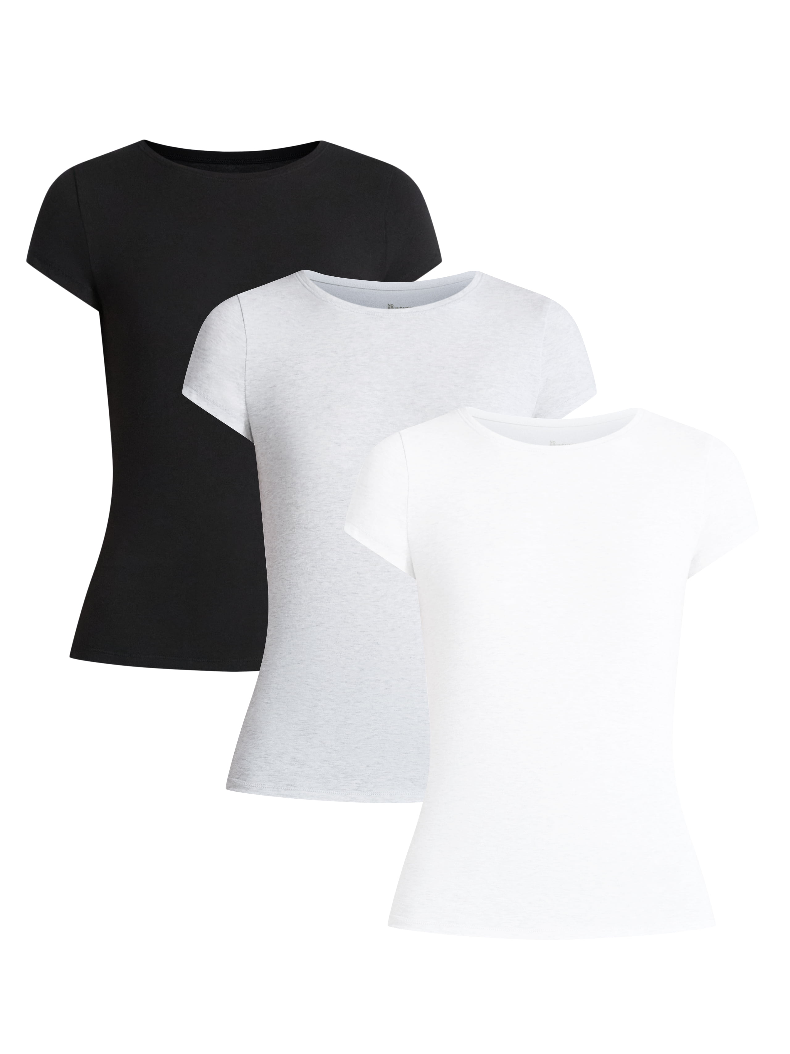 No Boundaries Crew Neck Tee with Short Sleeves, 1 or 3-Pack, Women’s