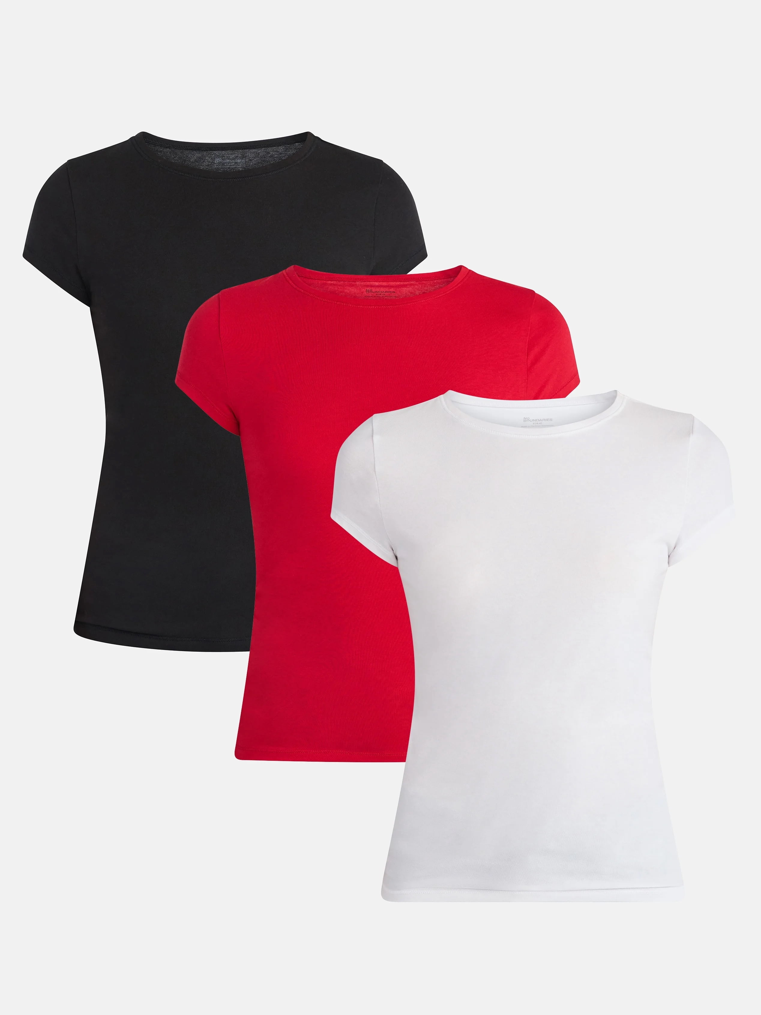 No Boundaries Crew Neck Tee with Short Sleeves, 1 or 3-Pack, Women’s