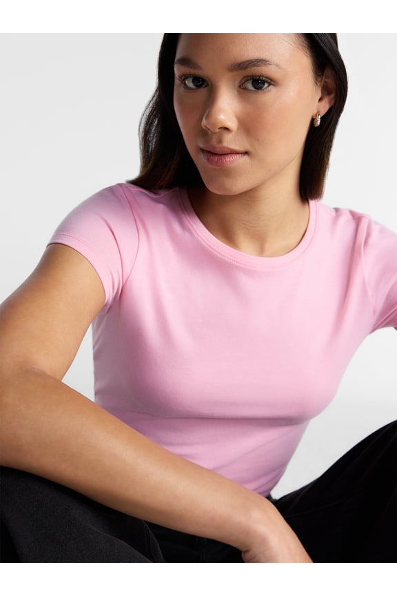 Crew Neck Tee with Short Sleeves, 1 or 3-Pack, Women’s