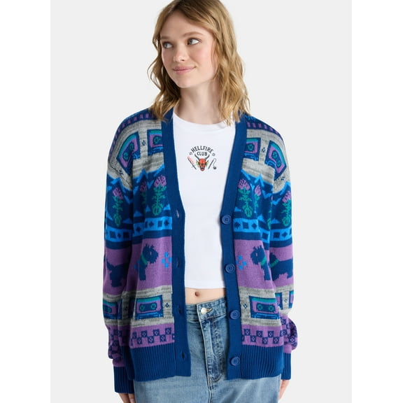 Netflix Stranger Things Slouchy Cardigan from No Boundaries, Women’s and Women’s Plus