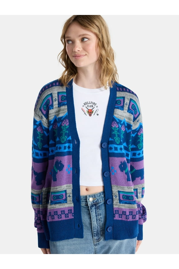 Netflix Stranger Things Slouchy Cardigan from No Boundaries, Women’s and Women’s Plus