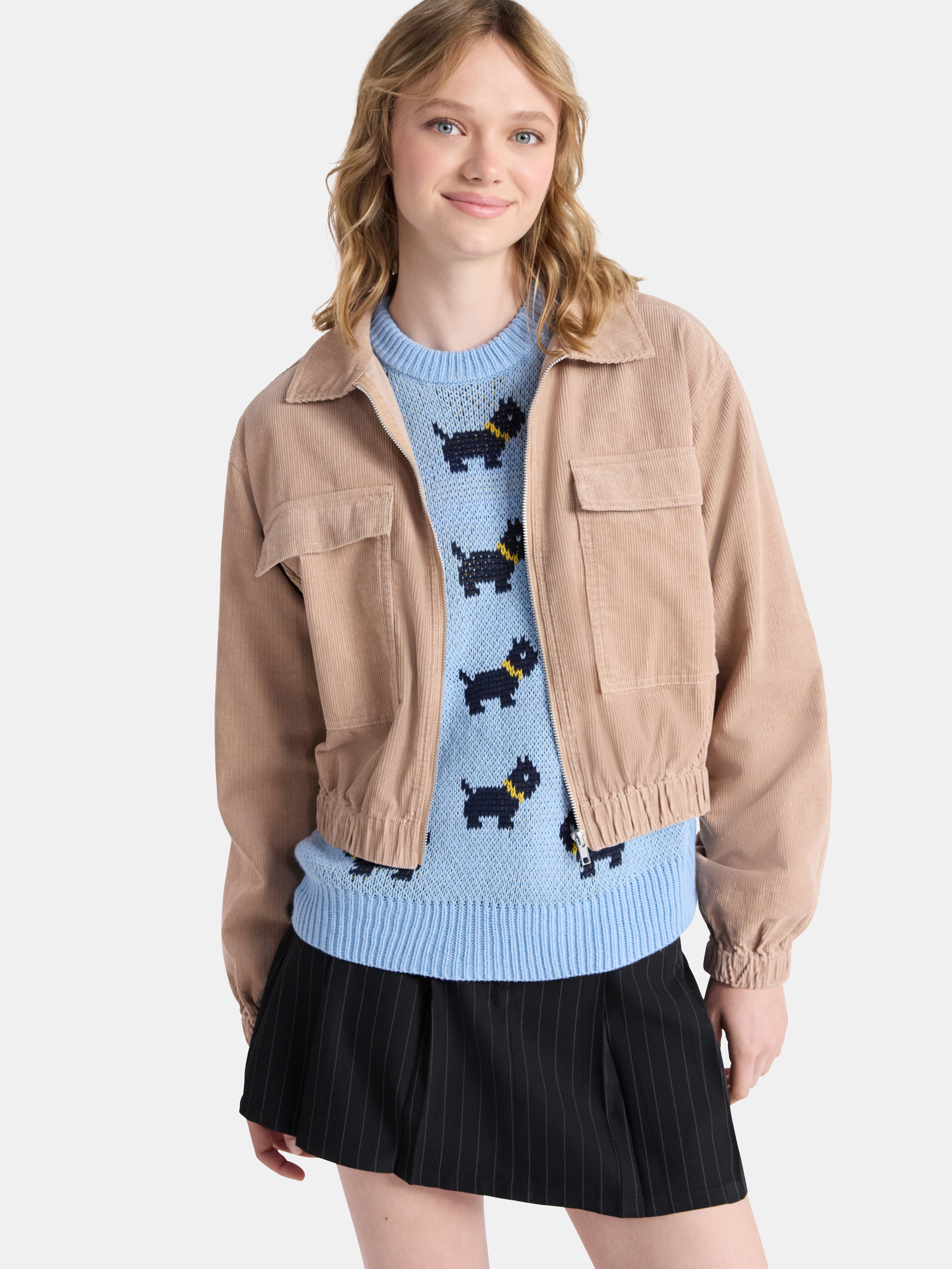 Netflix Stranger Things Corduroy Cotton Jacket from No Boundaries, Women’s and Women’s Plus