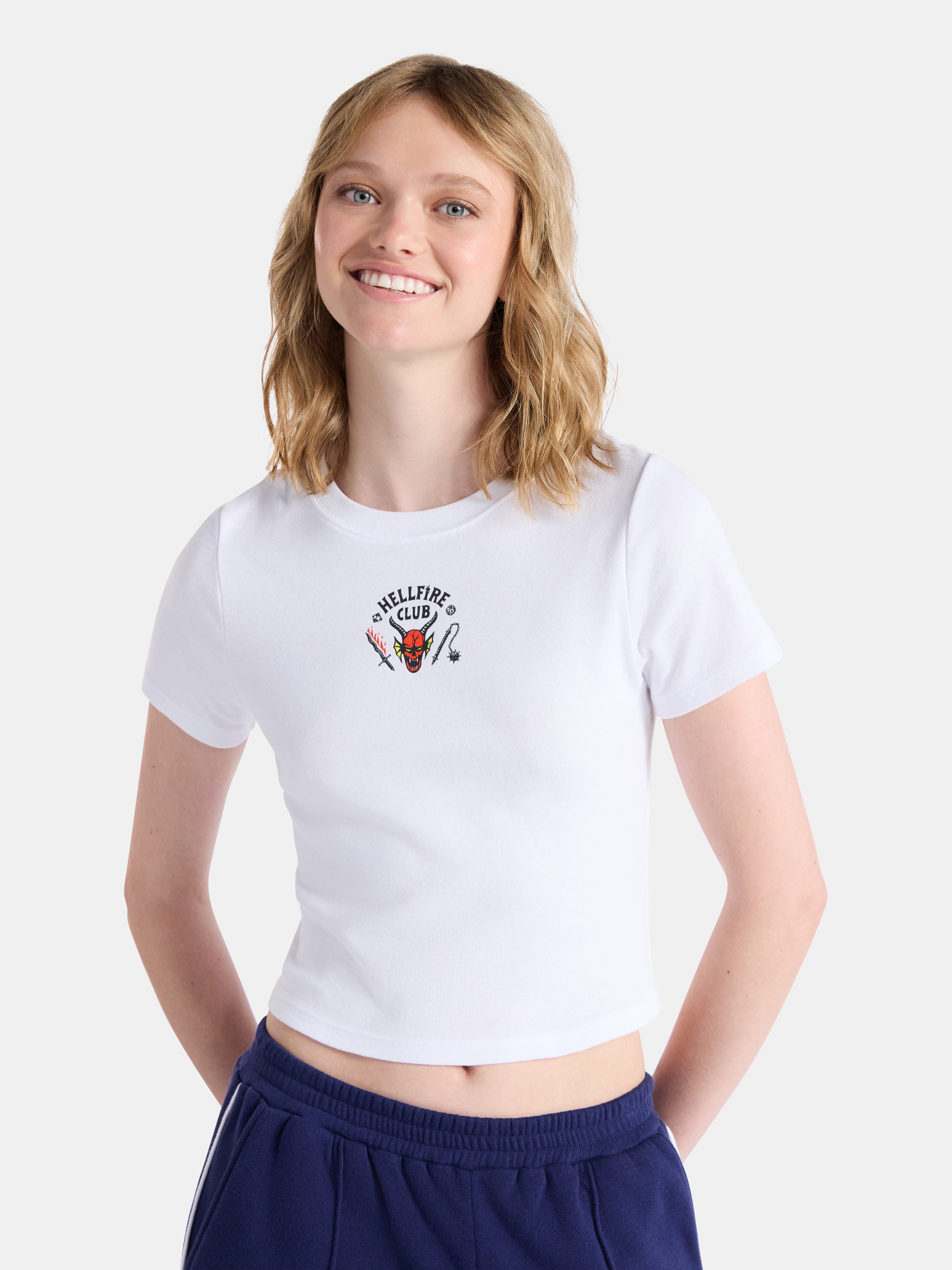 Netflix Stranger Things Cotton Graphic Baby Tee from No Boundaries, Women’s