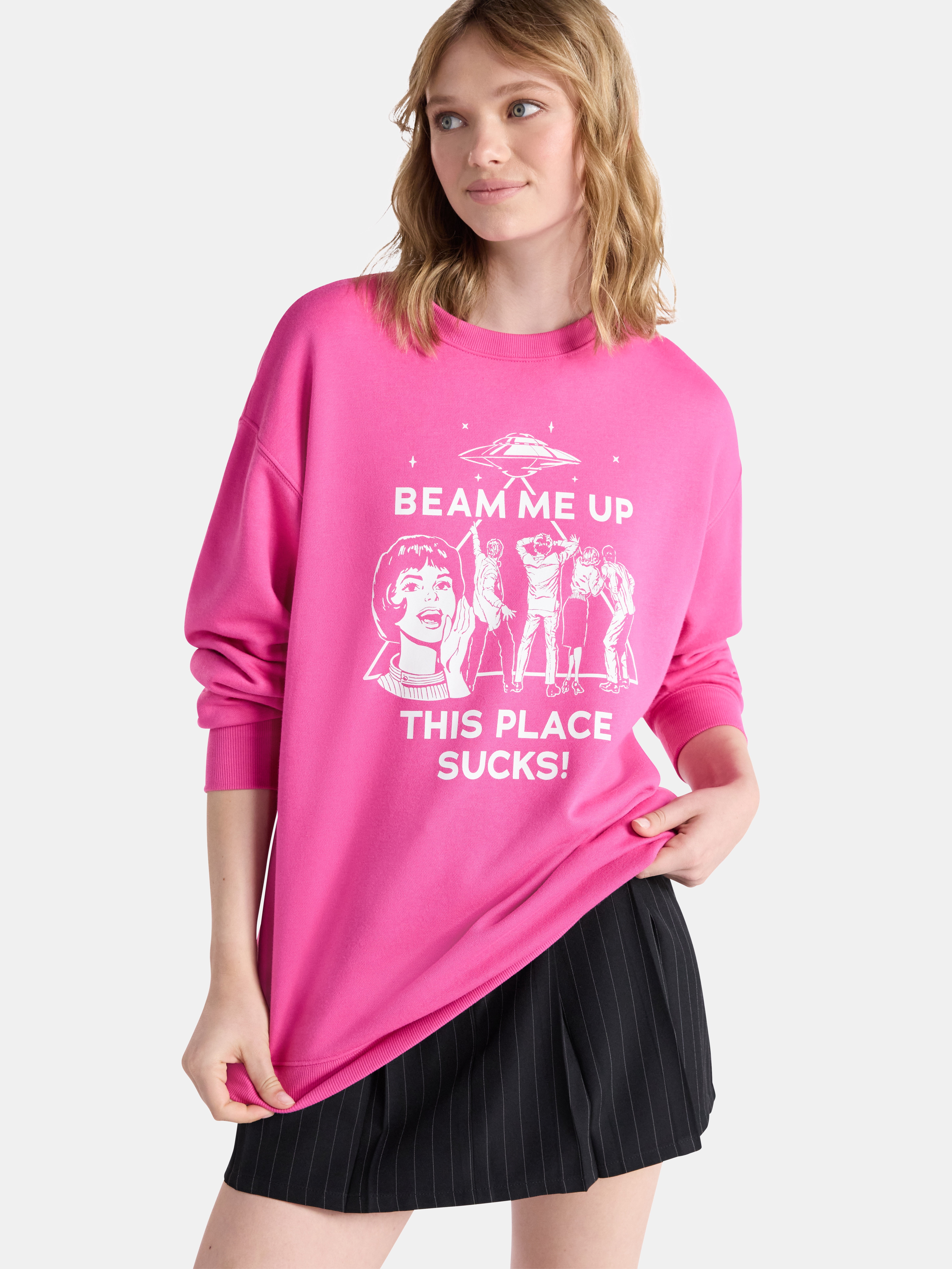 Netflix Stranger Things Oversized Fleece Sweatshirt from No Boundaries, Women’s Plus