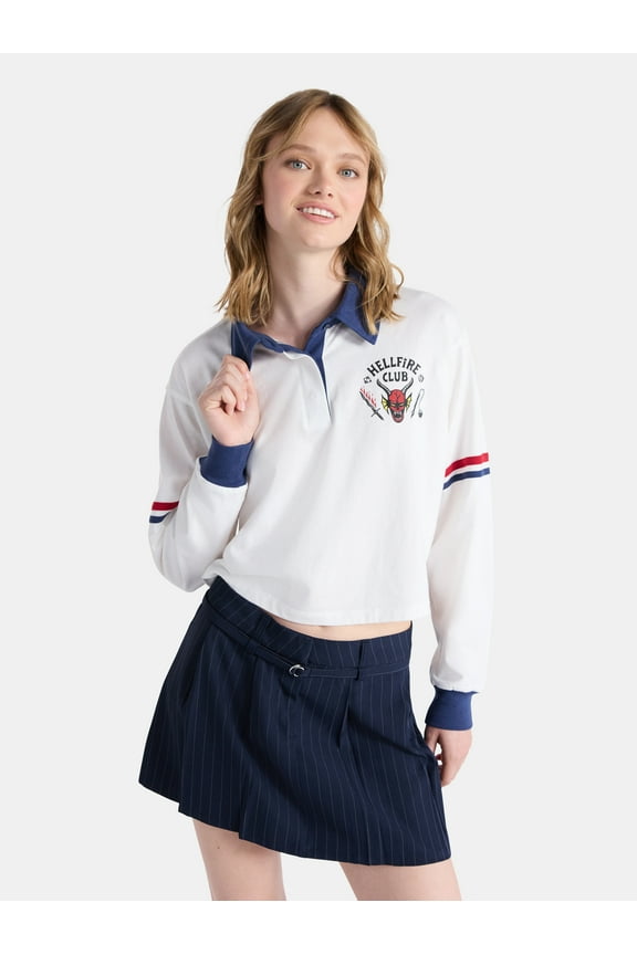 Netflix Stranger Things Cotton Rugby Graphic Polo from No Boundaries, Women’s and Women’s Plus