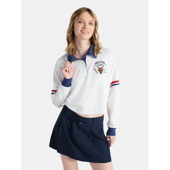 Netflix Stranger Things Cotton Rugby Graphic Polo from No Boundaries, Women’s and Women’s Plus