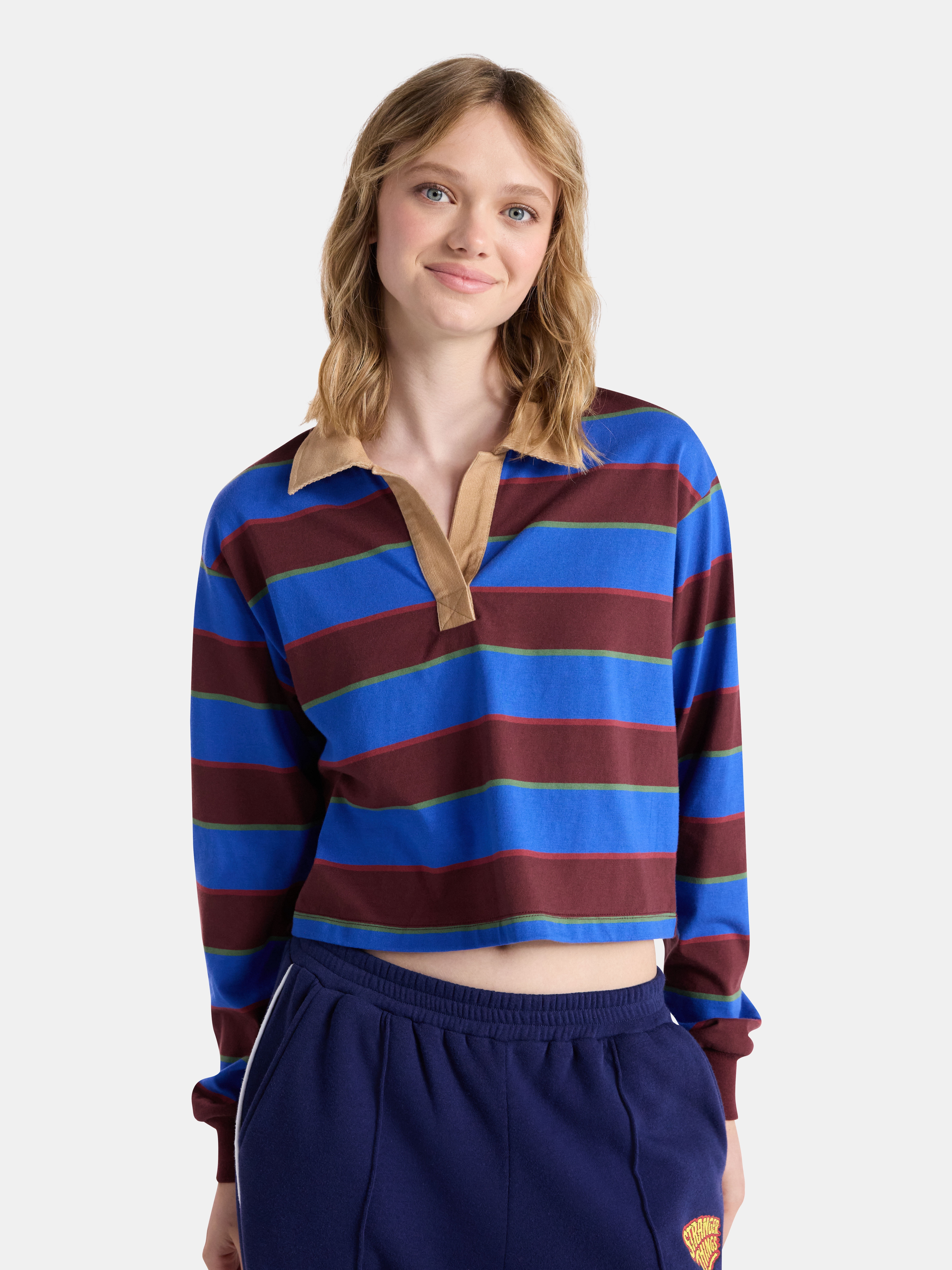Netflix Stranger Things Cotton Rugby Polo from No Boundaries, Women’s and Women’s Plus