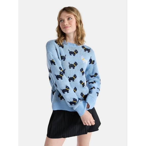 Netflix Stranger Things Scottie Dog Sweater from No Boundaries, Women's and Women’s Plus
