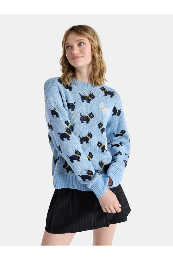 Netflix Stranger Things Scottie Dog Sweater from No Boundaries, Women's and Women’s Plus