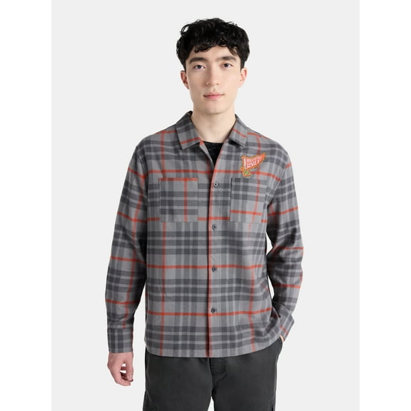 Netflix Stranger Things Hellfire Lives Fire Cotton Flannel from No Boundaries, Men's & Big Men's