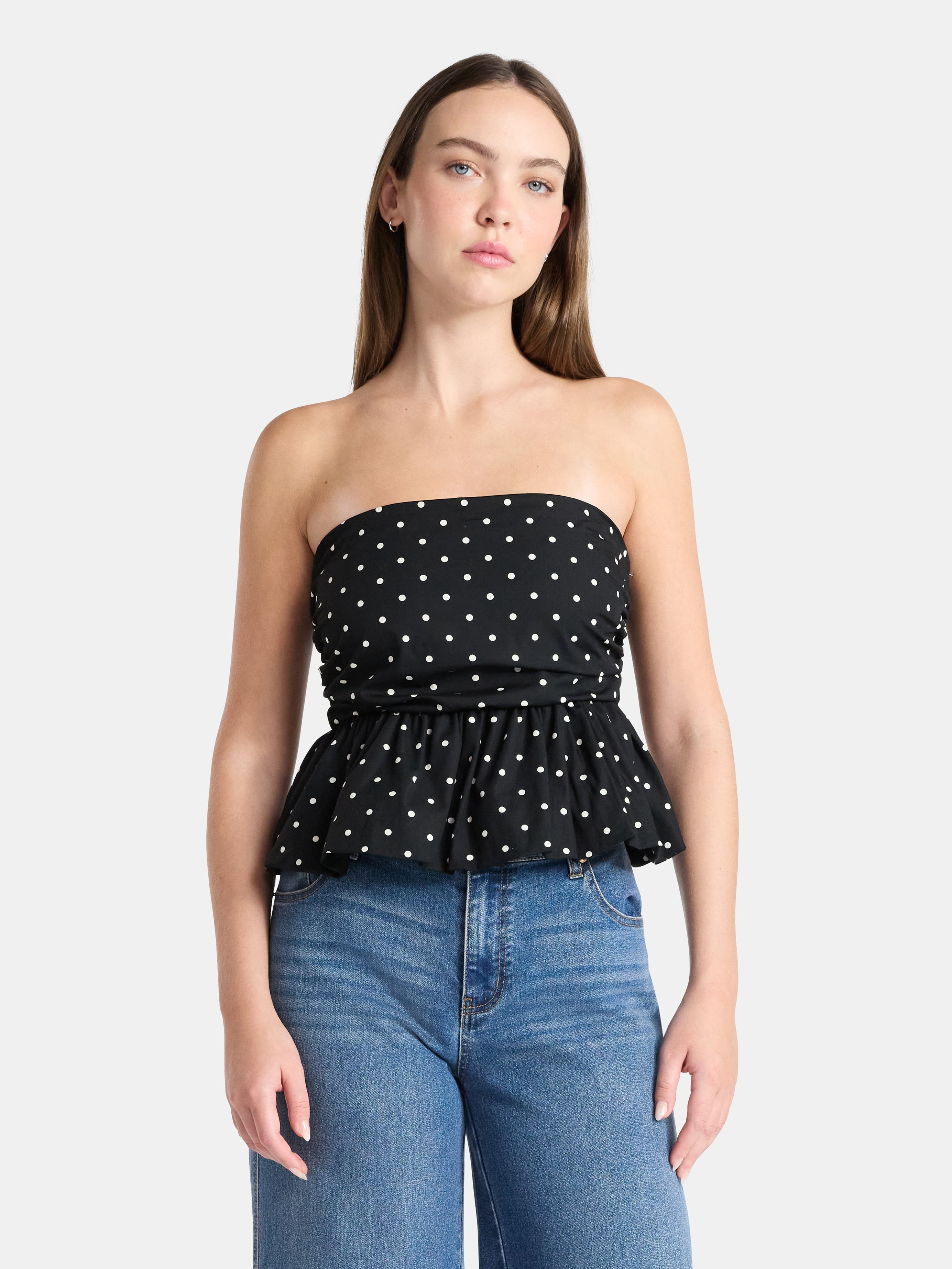 No Boundaries Cotton Strapless Bubble Top, Women's