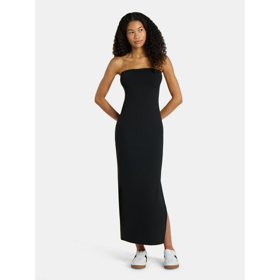 No Boundaries Strapless Maxi Dress with Side Slit, Women's