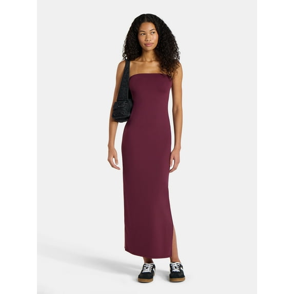 No Boundaries Strapless Maxi Dress with Side Slit, Women's