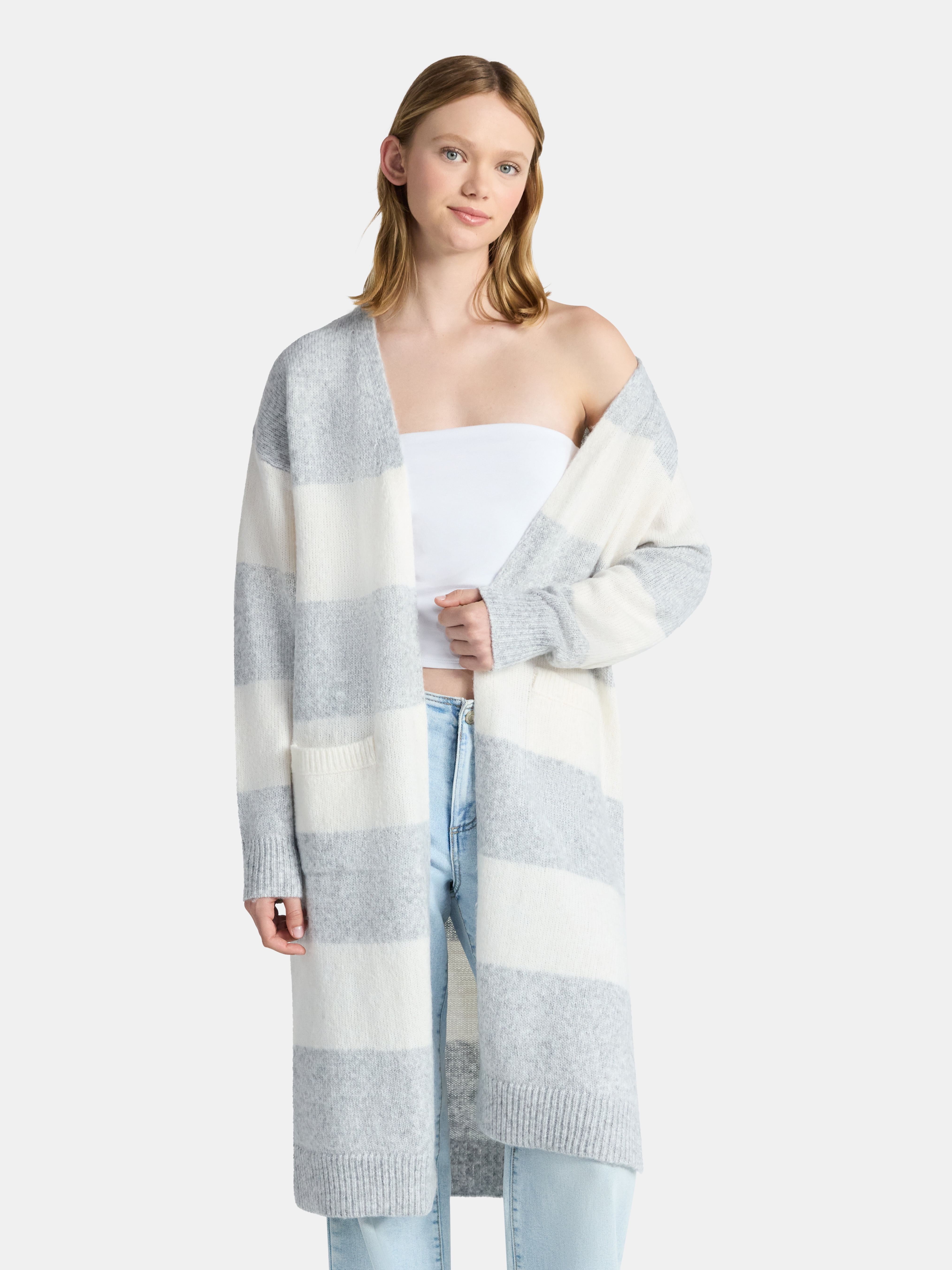 Striped Open Front Duster, Women's